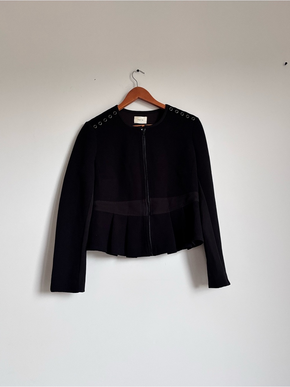 Toy G Italy Black Zip Up Grommet Shoulder Italy  Jacket